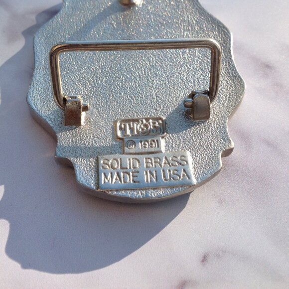 Lone Star State Texas TT&B Solid Brass Bold Silver Cowboy Belt Buckle 1991 - Picture 10 of 14